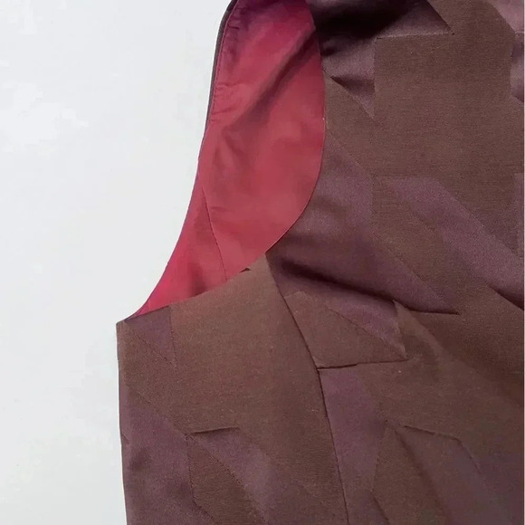 Vintage 90s Cynthia Rowley Brown Houndstooth Two Piece Dress Coat Suit Size 12 L - Picture 13 of 16